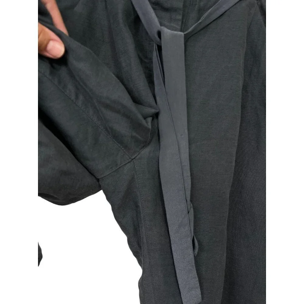 Wilfred Aritzia Linen and Lyocell Cuffed Cropped Trousers in Midnight Blue Sz 0